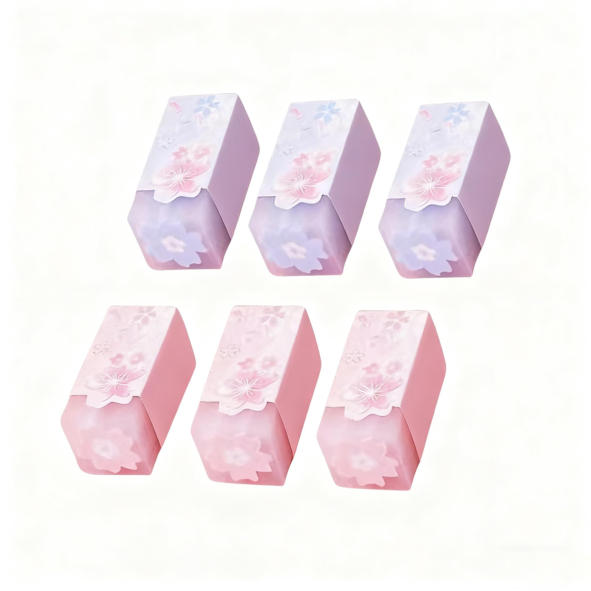 GZBABY Cherry Blossom Patternt Erasers 6 Pcs, Cute Cartoon Eraser, Stylish and Durable (Rectangle)