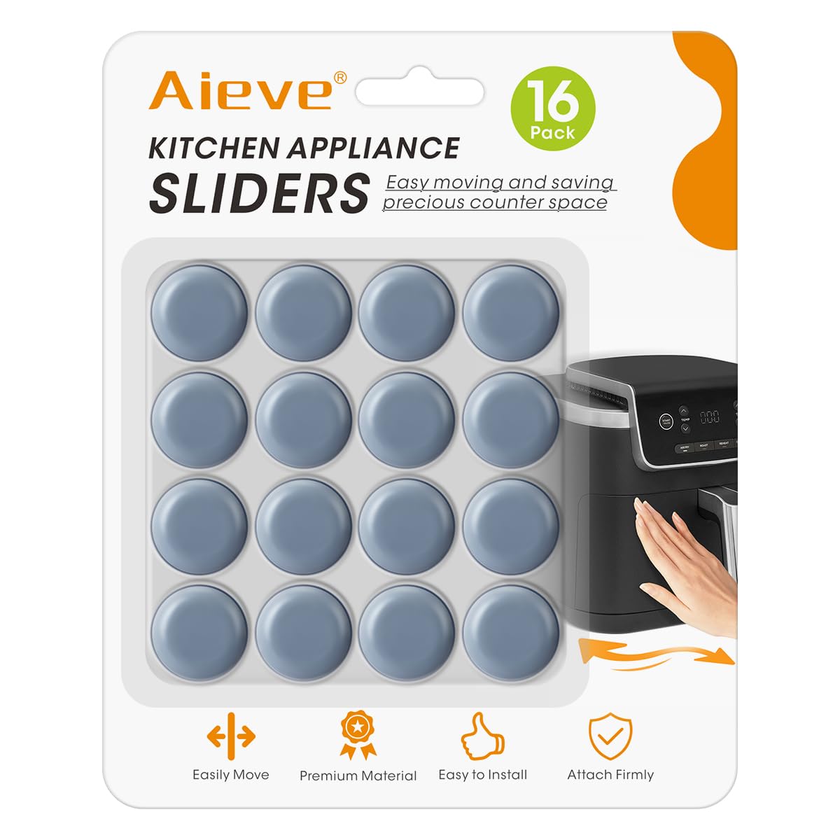 Photo 1 of Aieve Appliance Sliders, 16 Pcs Self Adhesive Appliance Slider for Easy Moving & Space Saving, Small Countertop Rollers Kitchen Hacks Mixer Accessories