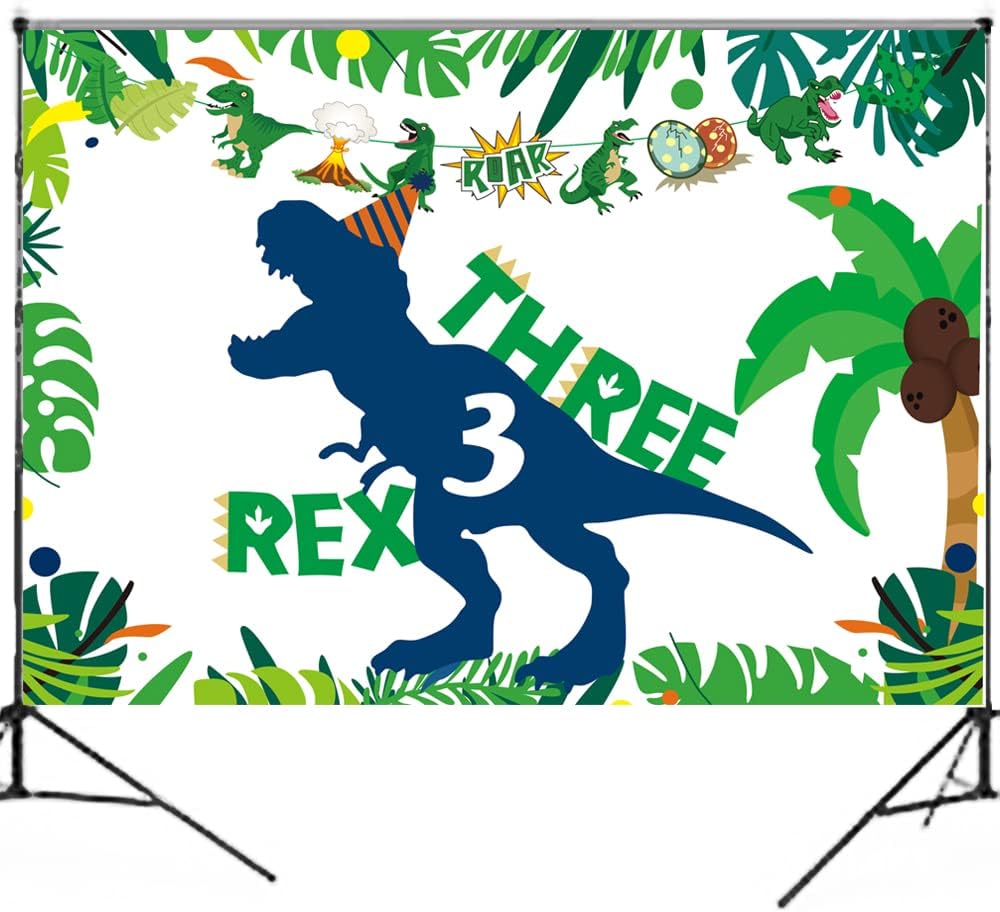 Dino Rex Birthday Decorations - Three Inspired Party Supplies for 3 Year Old Boy