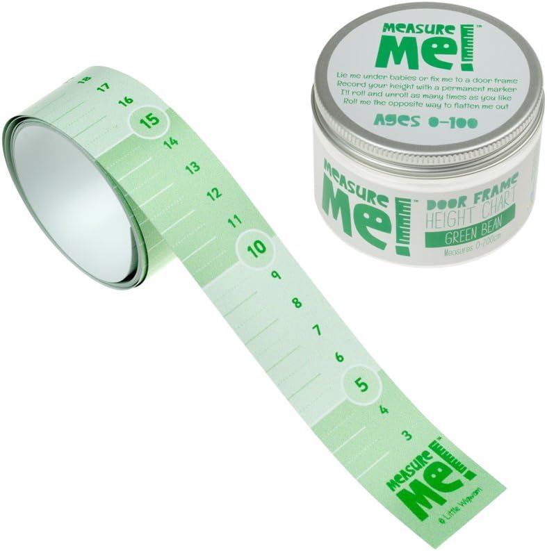 Measure Me! Baby Roll-up Door Frame Growth Height Chart for Children Kids Room - Green Bean