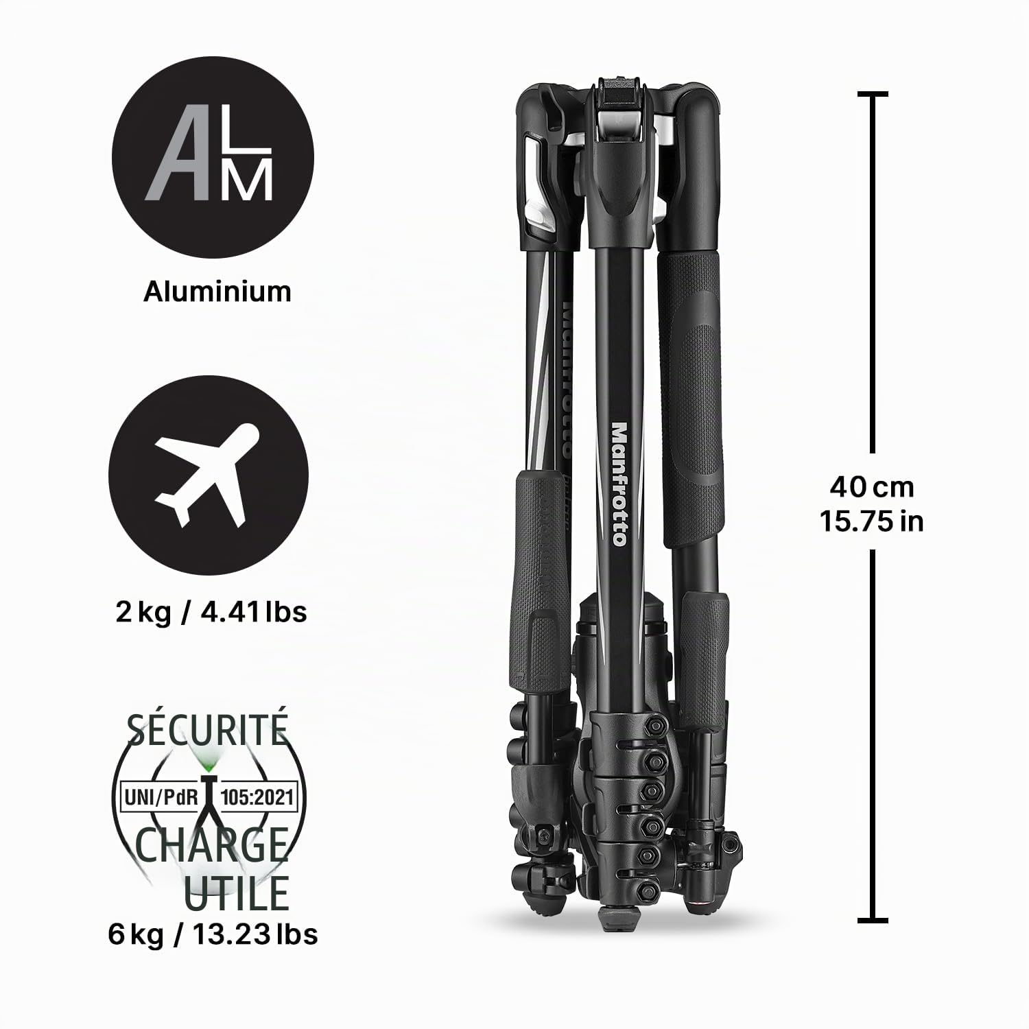 Manfrotto Befree Advanced 3-Way Tripod Kit, Tripod and Fluid Head in Aluminium for Cameras and Camcorders up to 6 kg, Ultra-Compact, Photo Accessories for DSLR, CSC, Mirrorless, Photo and Video
