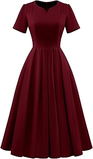 Wedtrend 1950's Womens Vintage Dresses Short Sleeves Work Church Dress Tea Length Cocktail Dress with Pocket