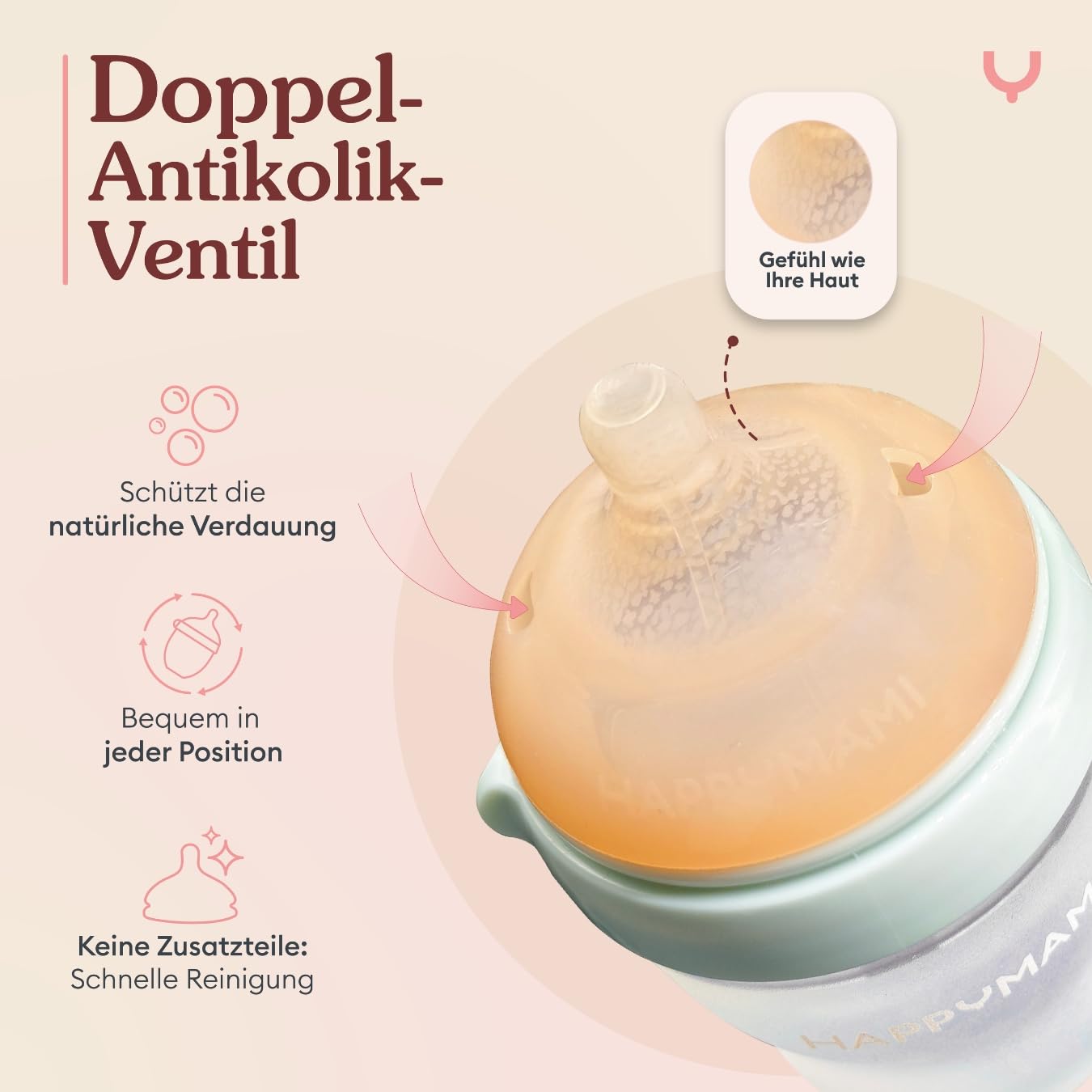 Happymami 2er Set Babyflaschen (Brustähnlich) - Baby Erstausstattung für Neugeborene - Personalisierbar & Anti-Kolik - Ideal für Zwiemilch, BPA-Frei (Rosa 150ml)