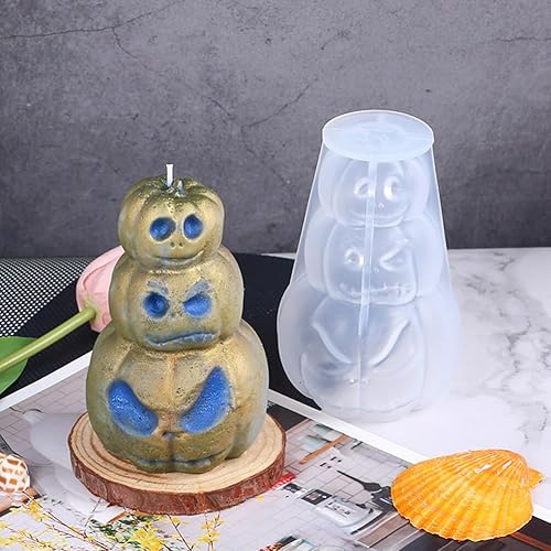 Miniatura 4 de BESTOYARD Molde de calabaza para velas de calabaza, molde de silicona de calabaza 3D, moldes de resina de calabaza de Halloween, moldes de resina