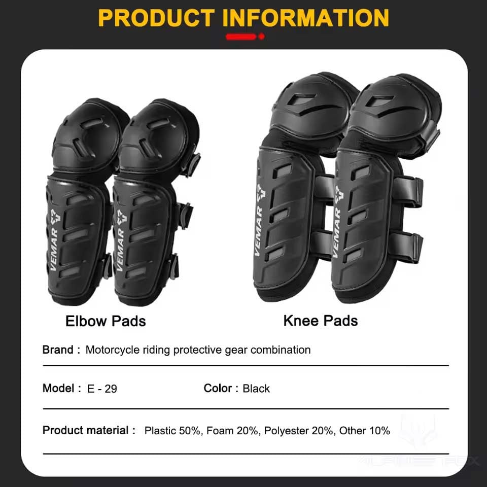 Auto Pearl Motorcycle Knee Shin Guards Elbow Pads, 4 in 1 Monstor
