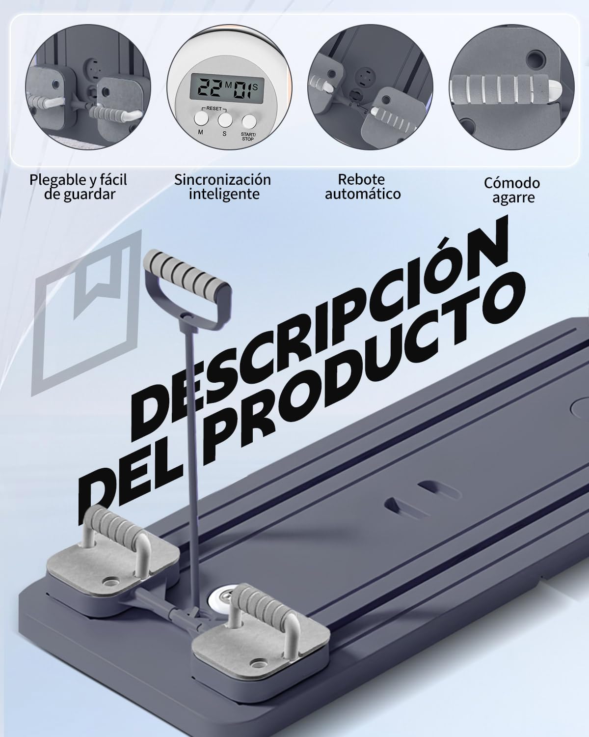 Reformer Pilates Plegable, Mini Reformer de Pilates Multifuncional con Temporizador LED y Rebote Automático, Maquina para Entrenamiento en Casa con Base Antideslizante