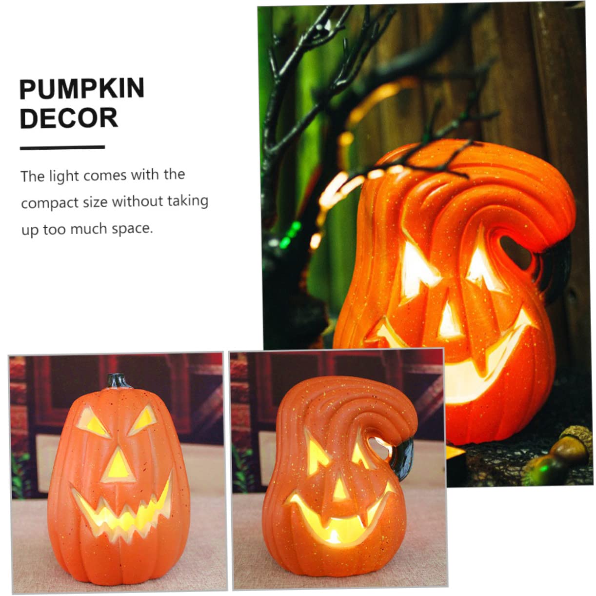 Toddmomy 2Pcs LED Pumpkin Lamps for Halloween Decor Creative Battery Powered Tabletop Adornments Unique Night Light and Desktop Decoration for Halloween Scene