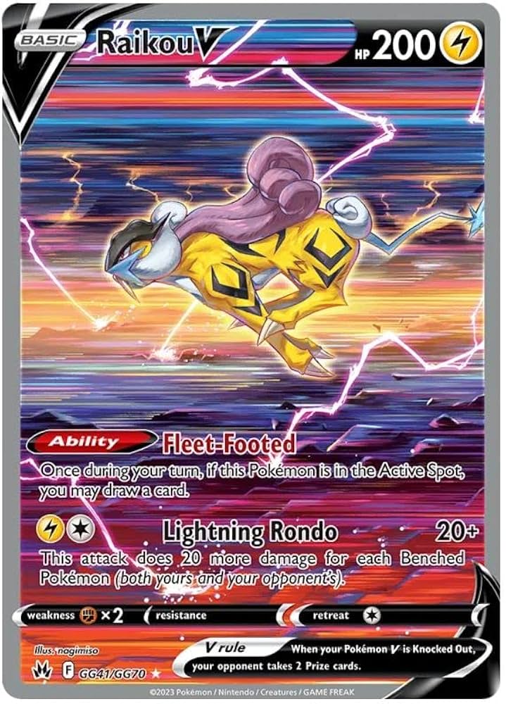 Raikou V GG41/GG70 GGV Pokemon Card (SWSH Crown Zenith GG) +