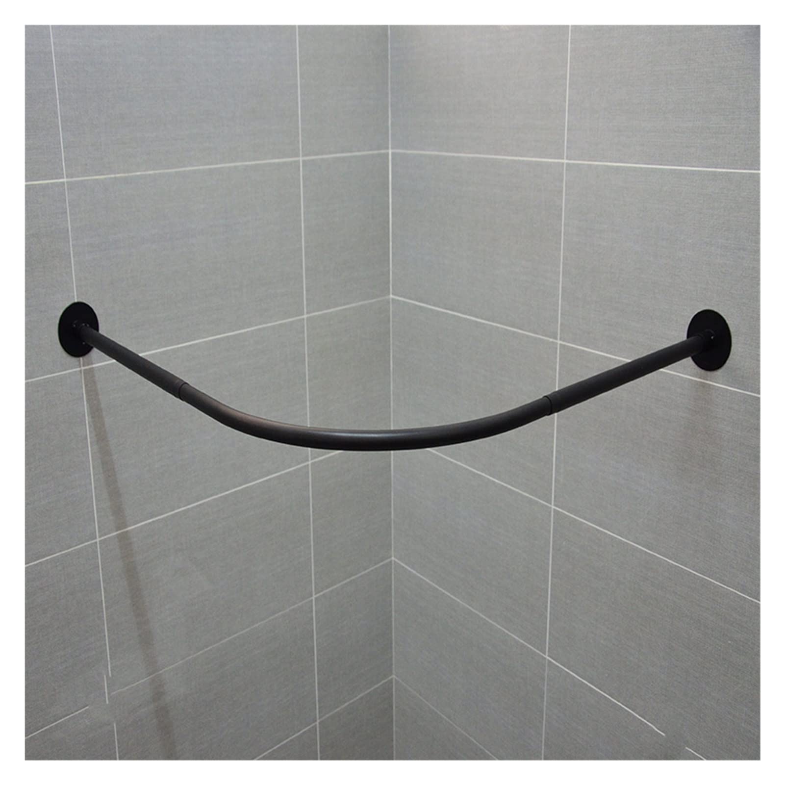 Fodalob Varillas de Cortina de Ducha curvadas Riel a Prueba de Herrumbre Esquina en Forma de L Barra de riel de Cortina de baño Barra Extensible de Metal - Negro (Size : C-90 to 130cm x 90 to 130cm)