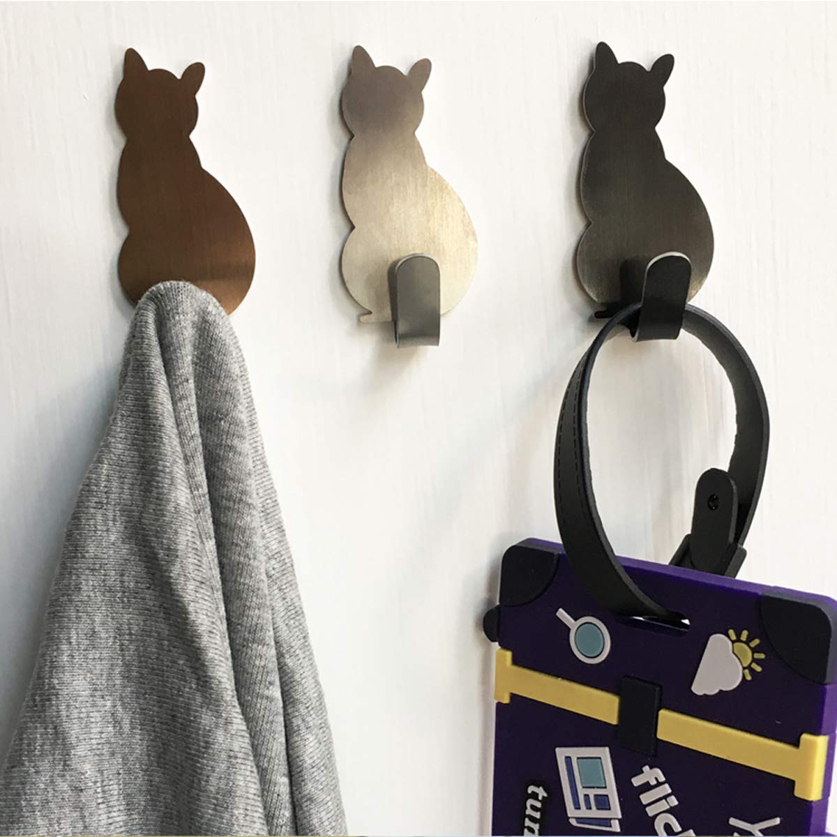 Genérico Toallero Ganchos para Toallas autoadhesivos Ganchos para Albornoz Ganchos Decorativos Ganchos de Pared creativos para Gatos Acero Inoxidable Soporte para Toallas de baño Cocina Ganch
