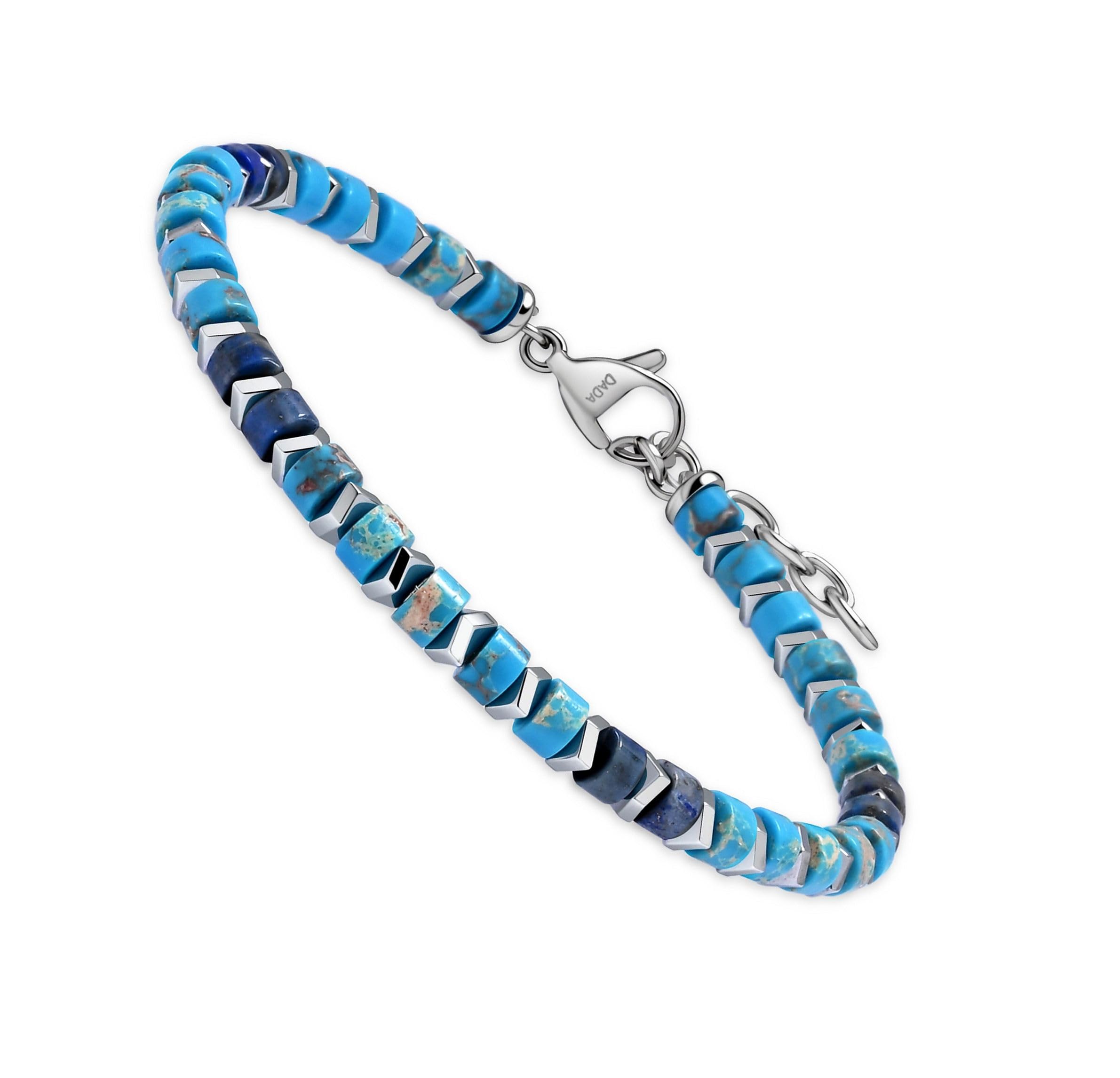 Dada Gioielli - Bracciale Uomo Donna con Pietre Naturali Multicolor e Acciaio Inossidabile, Design Moderno Elegante, Regolabile, Idea Regalo