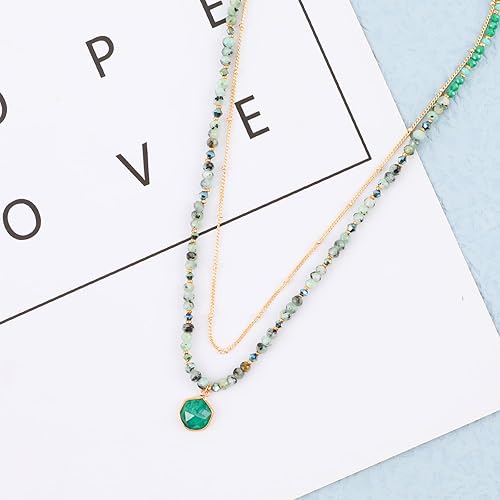 Miniatura 4 de OMIEPOP Boho Layered Beaded Necklaces Bohemian Colorful Beads Choker Necklace Handmade Cute Beach Chokers Adjustable Necklace Jewelry Gift for Women