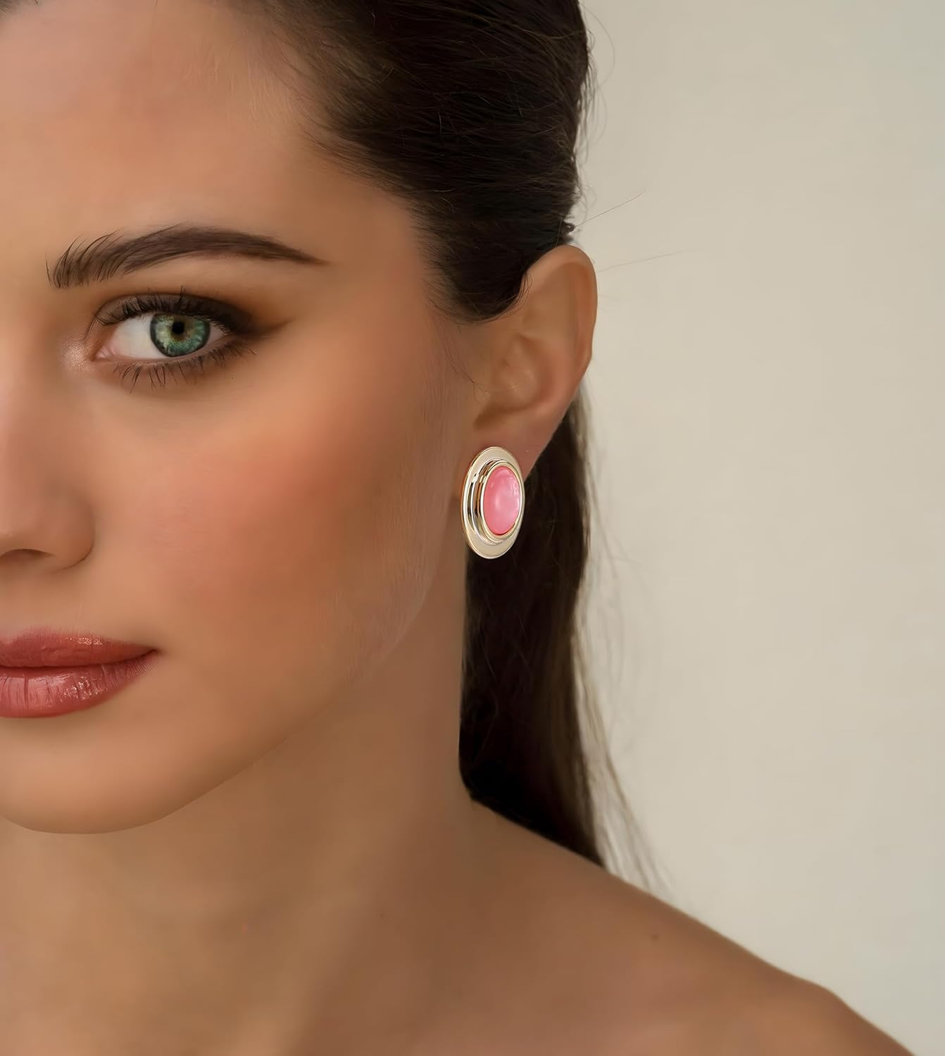 Pink Earrings for Women Stud Flower Earrings Trendy Heart Studs Hypoallergenic Statement Earrings Jewelry Gifts - Image 3