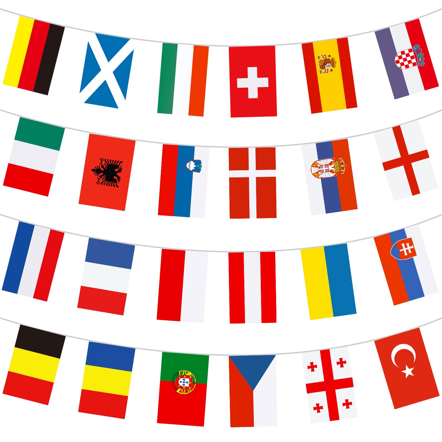 Decoraciones para fiestas de Eurovisión Decoraciones Euro 2024 Banderines Euro 2024 Banderas de 24 países - 26 pies para suministros para fiestas de Eurovisión (14 x 21 cm)