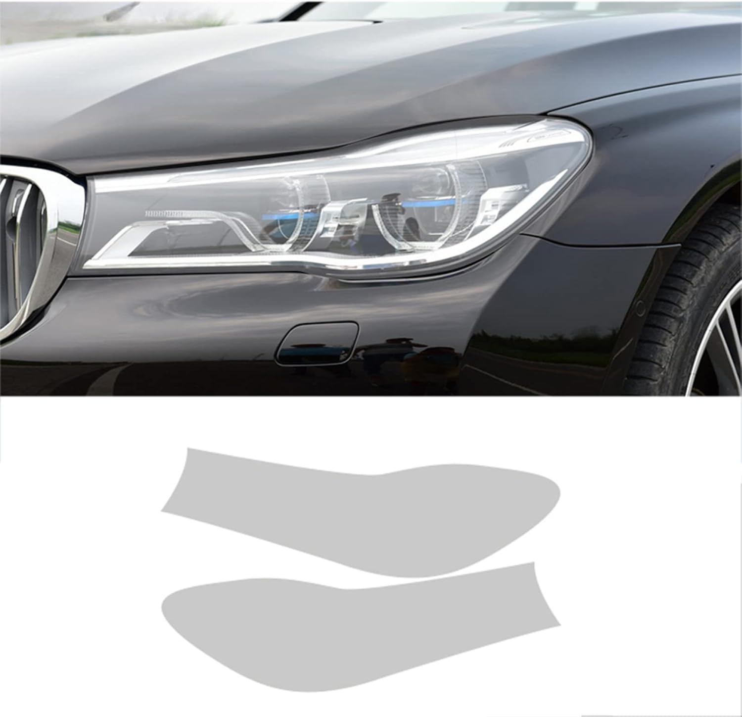Car Headlight Protective Film for BMW 7 Series G11 G12 2016-2018, Smoked Black Tint Wrap Vinyl Transparent TPU Sticker,Transparent