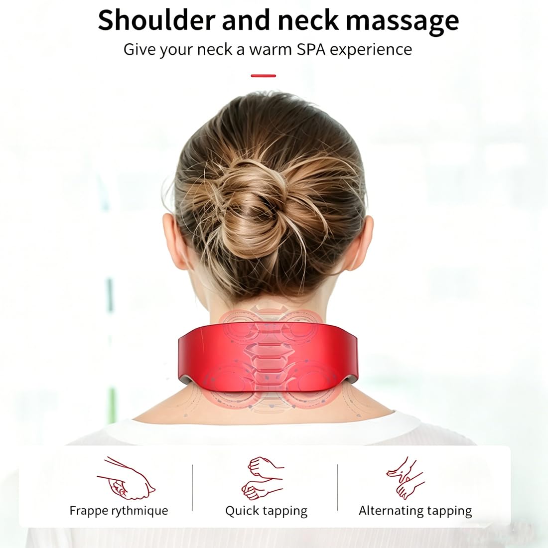 NeuroNeck Pro Soluzione Per Il Collo 11 In 1, Neuroneck Pro Cervicale, Massaggio A 6 Testine, 9 Livelli Di Intensità, Terapia Termica A Tre Livelli, Allevia La Pressione Sul Collo (4 testine-rosse)