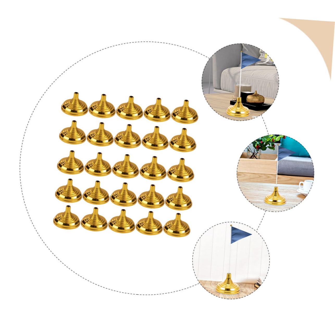 BESPORTBLE 10 Ensembles Base De Mât Porte-Drapeaux Pôle De Drapeau Portable Petit Bases De Drapeau Titulaires Poteaux Mât De Drapeau Intérieur Mâts De Drapeau Golden Plastique 30 Pièces * 10