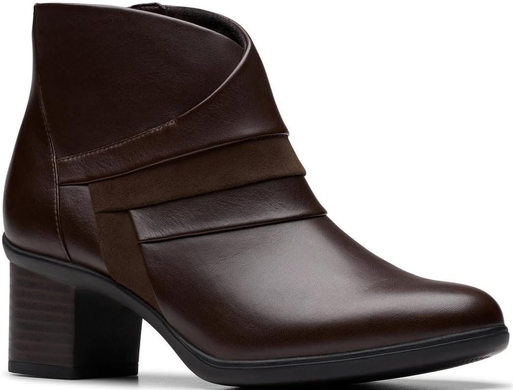 Clarks Women's Shaya Sky Dress Boot, Dark Brown Leather, Size 6