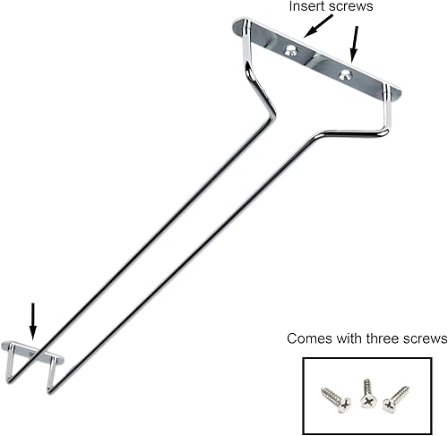 Miniatura 30 de Juego de 2 estantes para copas de vino de 24 pulgadas, acabado de latón, estante para colgar debajo del gabinete, soporte para copas de vino,