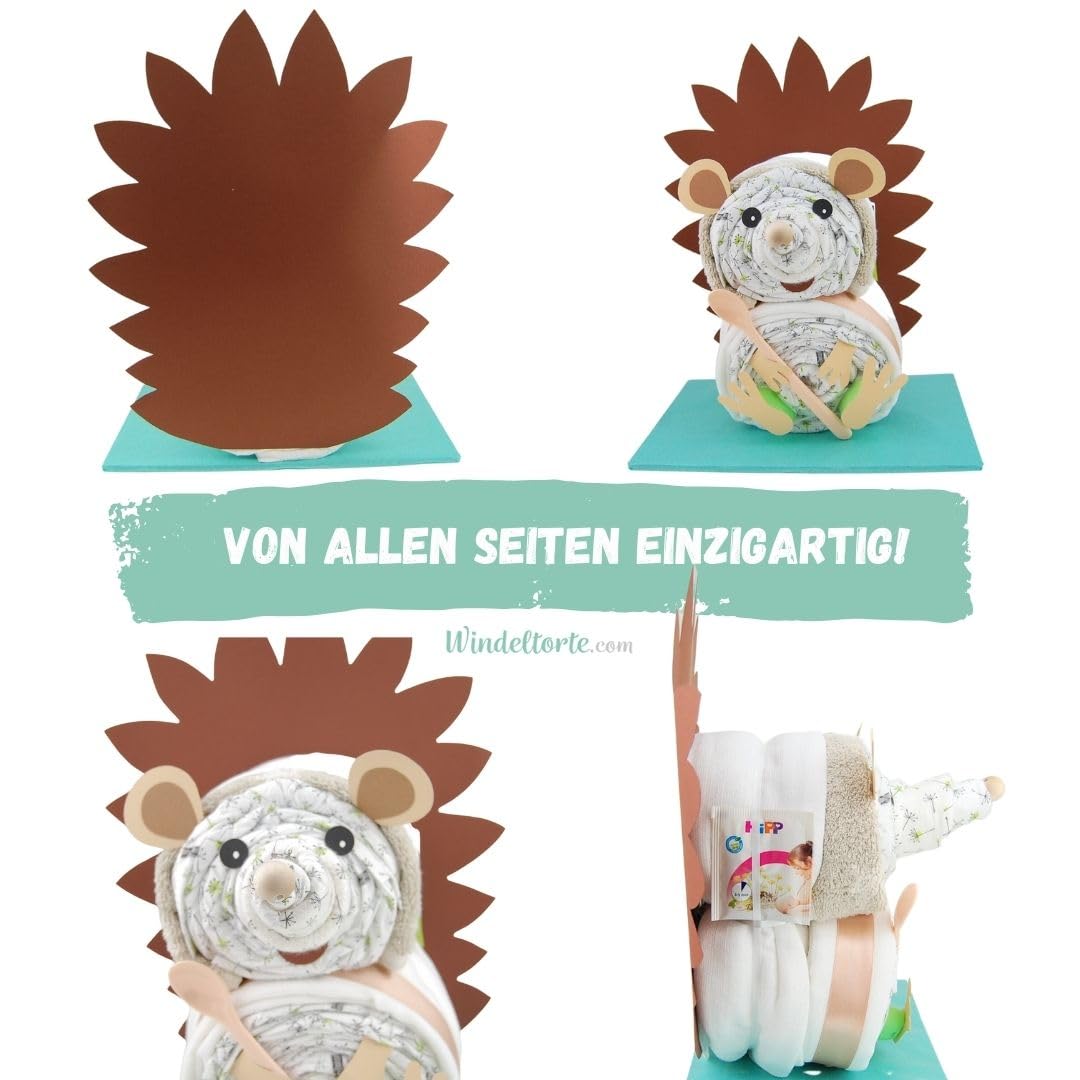 Igel [Tierfreunde Aufgepasst] für Jungen und Mädchen - Natur Freunde - Geschenk Baby - Windelgeschenk - Babyparty - Pullerparty - Jetzt Torte kaufen…