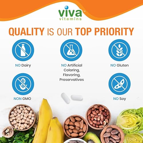 Miniatura 3 de Viva Vitamins Suplemento Super Magnesio  Suplementos de magnesio para músculo, nervio y hueso, magnesio quelado para máxima absorción, citrato y