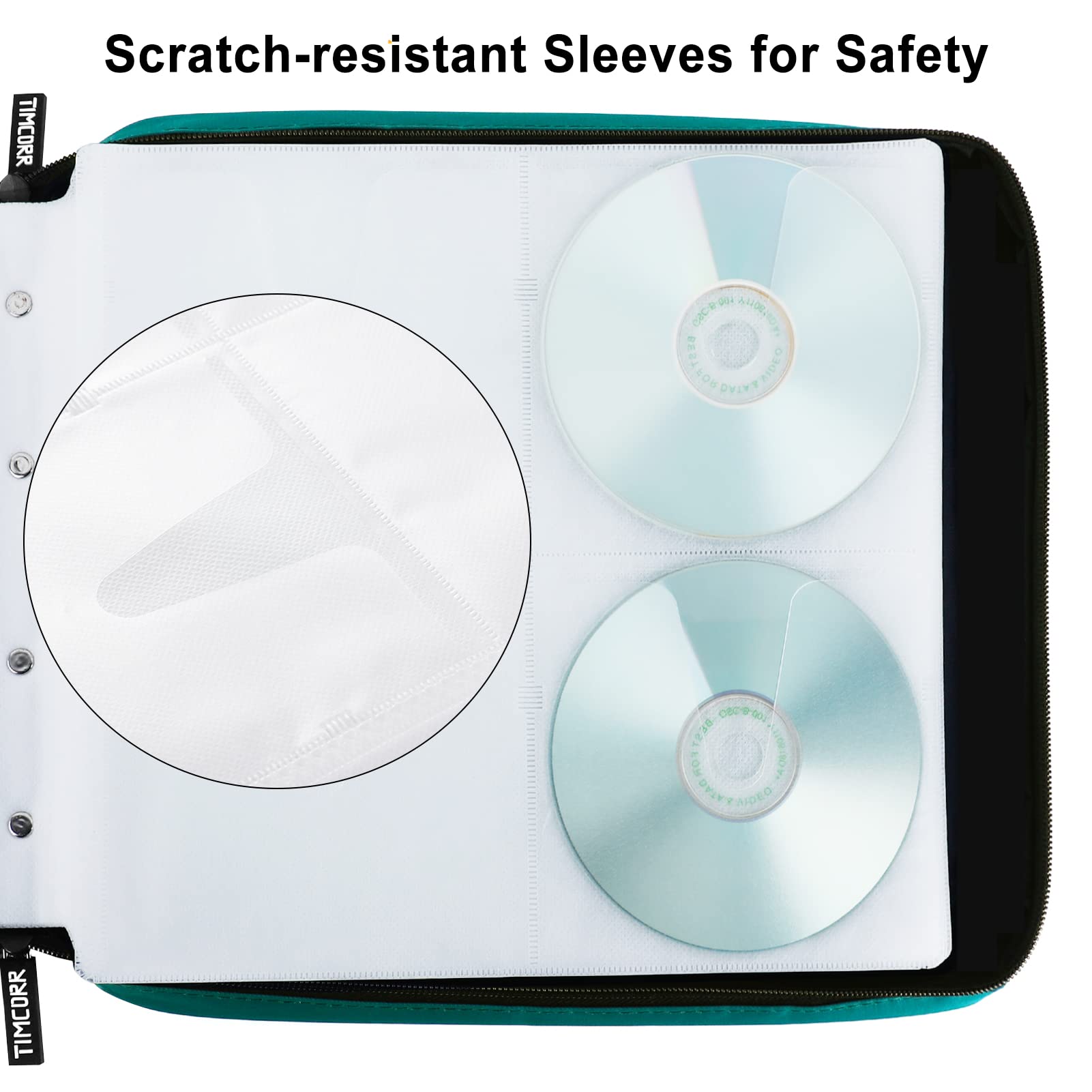 Étui de rangement pour CD et DVD : 160 boîtiers DVD de capacité portable – Classeur de transport en plastique pour la maison et les voyages (vert)