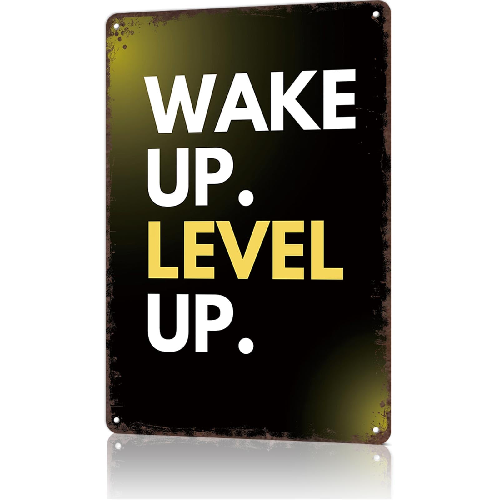 KWQDOZF Funny Metal Sign Wake Up Level Up Vintage Tin Signs Poster For Home Room Bedroom Office Decor 8x12inch