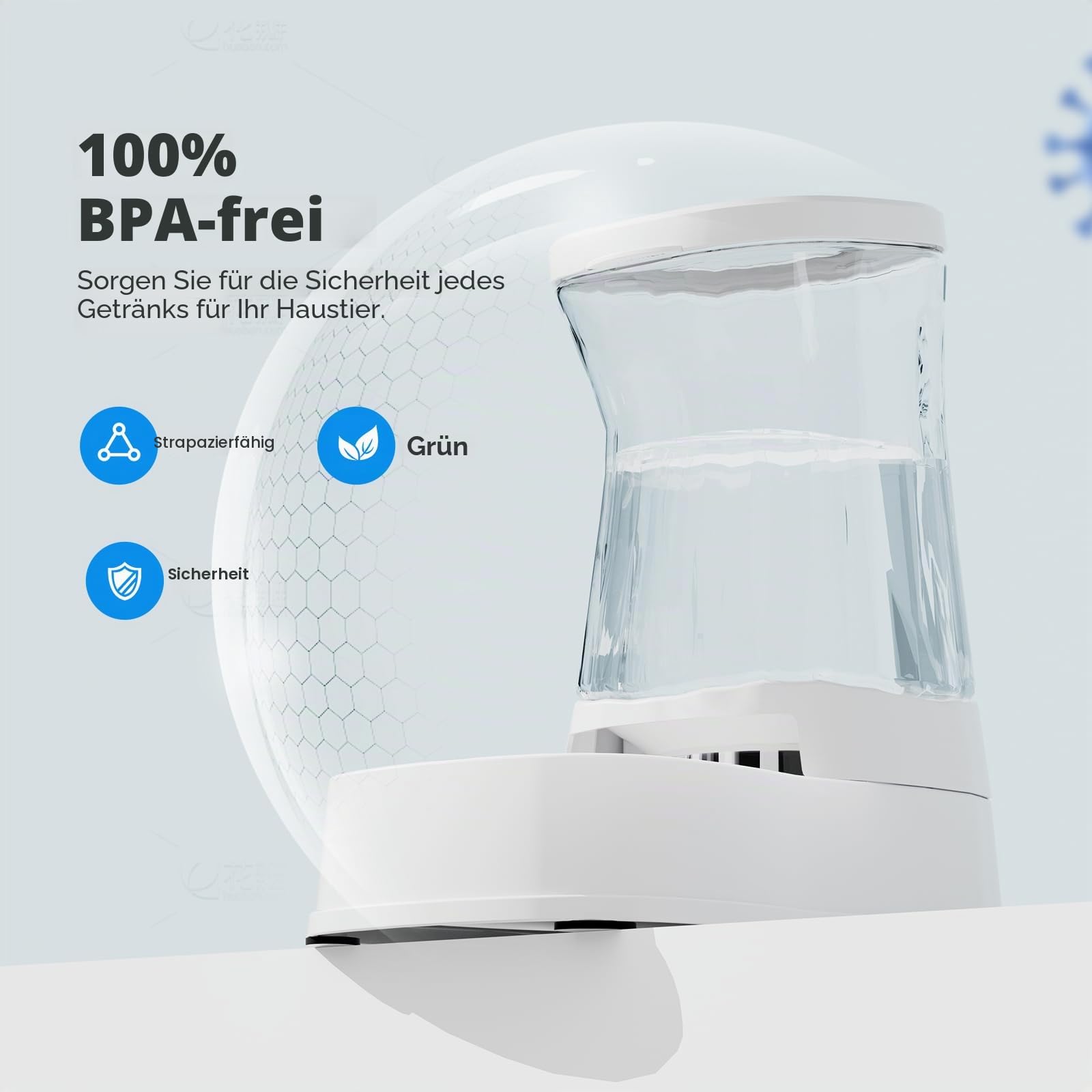 Gardner Pet Futterautomat Katze, 3.85L Wasserspender Hund, Ohne Strom, BPA Frei, Gravitation Wasserspender Katzen, für Mittlere/groß Haustiere (Weiß)