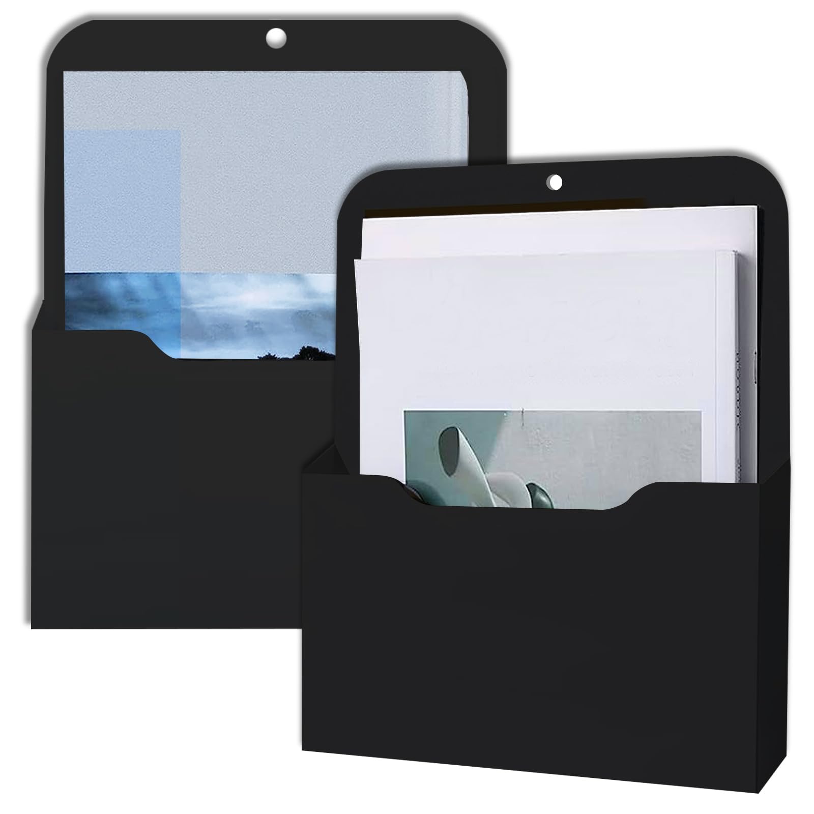Archivador Magnético, 2 Piezas Soporte Magnético para Archivos, Material de Oficina Archivador A4 con Imanes, Organizador de Archivos de Pared, para Pizarra, Nevera, Hogar, Negro