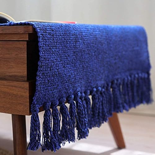 Eanpet - Alfombra trenzada de algodón tejida a mano, reversible, alfombra con flecos, felpudo de puerta, alfombra de interior para lavadero o baño,