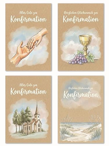 Edition Seidel Set 12 Glückwunschkarten zur Konfirmation mit Umschlag. Konfirmationskarten Grusskarten Karten Kirche Spruch Sprüche für Kinder Jugendliche (SW026)