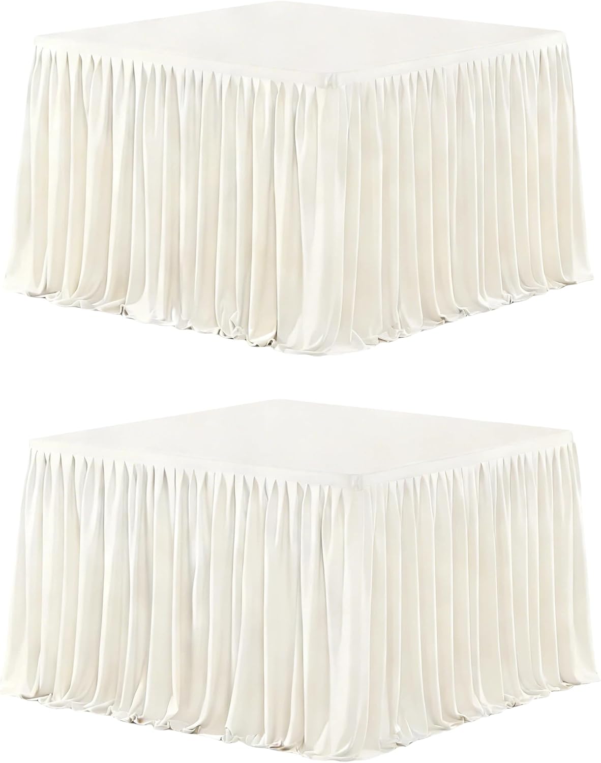 Wish Care 2 Pack Champagne Rectangle Table Clothes for 6 Foot Tables, Polyester Fitted Tablecloths 6t Stretch Table Cover for Wedding, Birthday, Parties, Trade Show, Craft Show