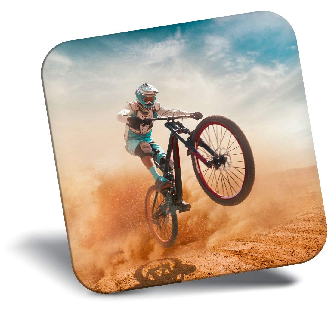 Destination Vinyl Ltd Fridge Magnet - Mountain Bike Trick Biker 2755
