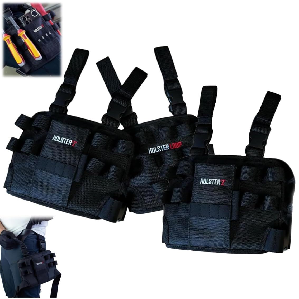 Ehoter 3Pcs Holster Z 2.0 Tool Pouch, 2024 Holster Z Tool Pouch, Holster Z Leg Tool Pouch With Belt Clip, Dach Pro Holster Z 2.0 Tools, Holster Z Leg Tool Pouch, Tool Pouch For Electricians (3Pcs)