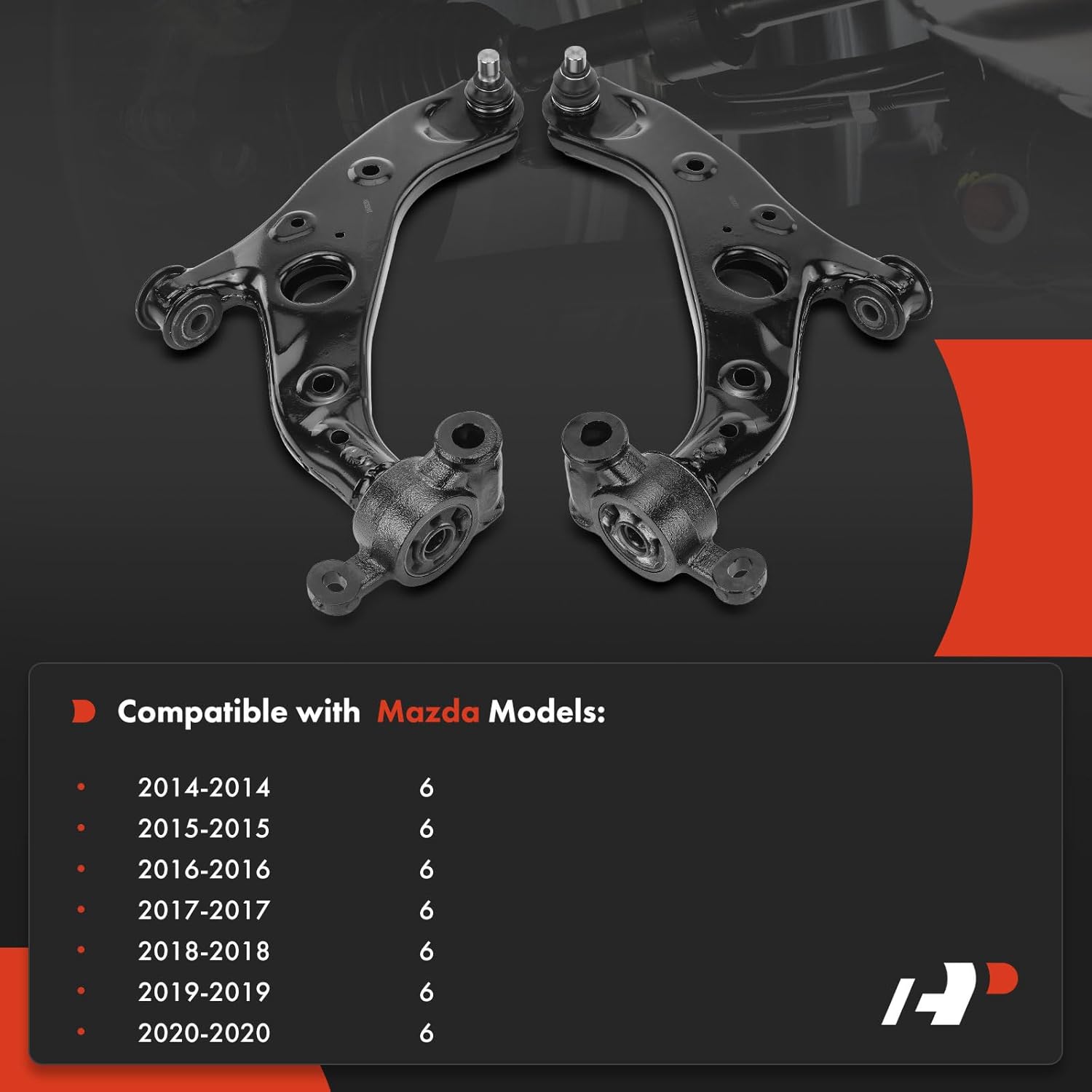 A-Premium 2 x Front Lower Control Arm, with Ball Joint & Bushing, Compatible with Mazda 6 2014-2020