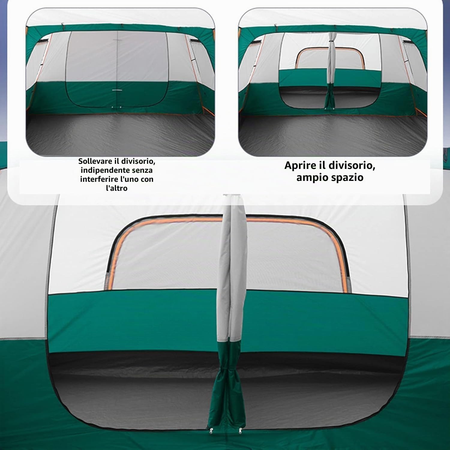 Tenda Campeggio 5-8 persone, 4 Stagioni Doppio Strato Tent Familiare Tunnel Zaino Copertura impermeabile Antivento pavimento cucito Attività All'aperto Viaggi