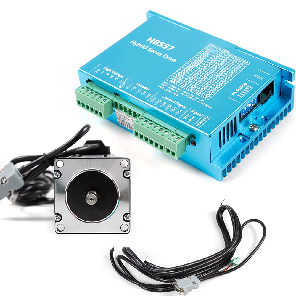 NEMA 23 Closed Loop Schrittmotor Kit YUNRUX 3.0Nm 4A Schrittmotor mit Treiber HBS57 Closed Loop Stepper Motor Treiber DSP Stepper Motor Drive Set für CNC Graviermaschine Schrittsystem-Upgrades