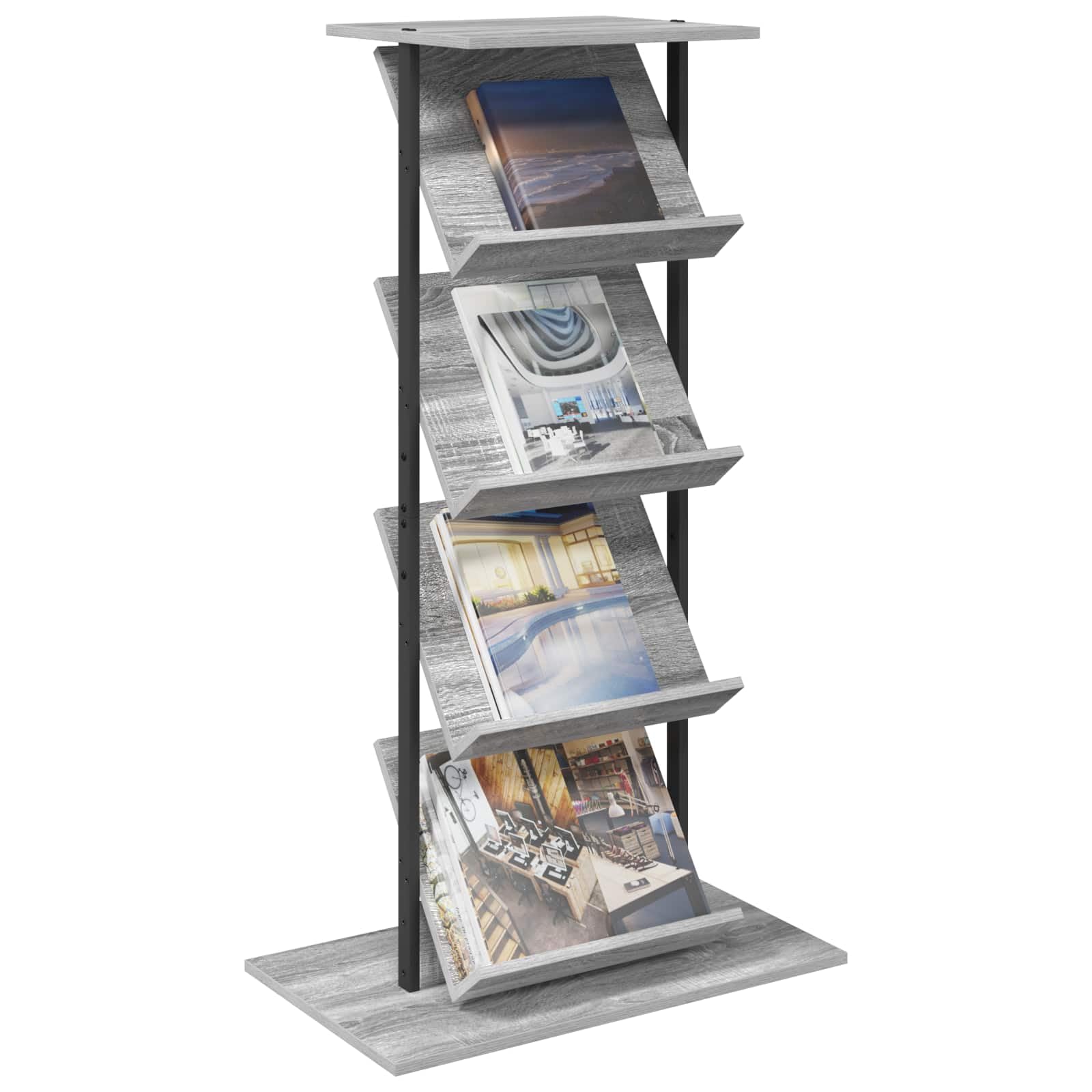 Regał na magazynek Sonoma szary 68 x 40 x 123,5 cm materiał