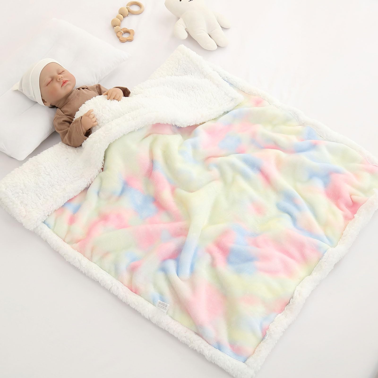 Couverture de Bébé pour Les Enfants en Bas âge Garçons Filles Couverture d'emmaillotage Réversible Super Douce Sherpa Couvertures de réception pour Le Berceau Poussette Rose 1