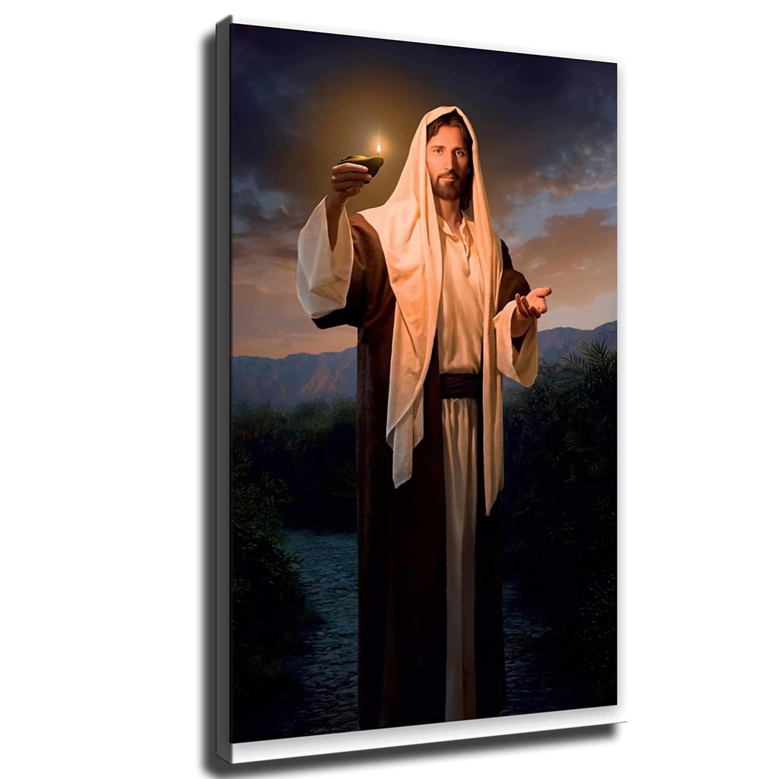 EBBU Jesus Christ Canvas Art Poster - Lead Kindly Light Simon Dewey Print - Charity Is the Pure Love of Christ Painting - Religious Wall Decor for Living Room Bedroom (No frame,20 * 30)