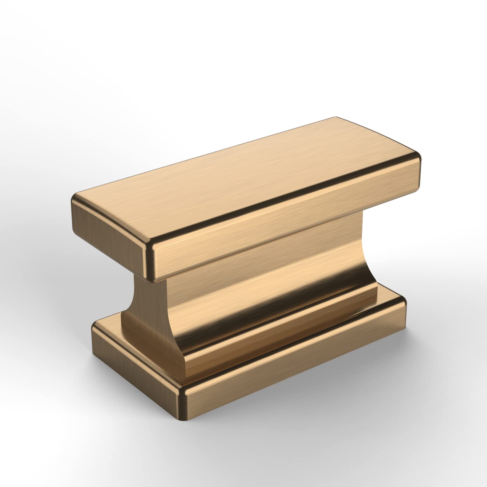 Amerdeco 10 Pack Champagne Bronze Cabinet Knobs 1.46 Inch(37mm) Solid Gold Kitchen Cabinet knobs Rectangle Brushed Brass Drawer Knob for Bathroom Cabinets ZH00013