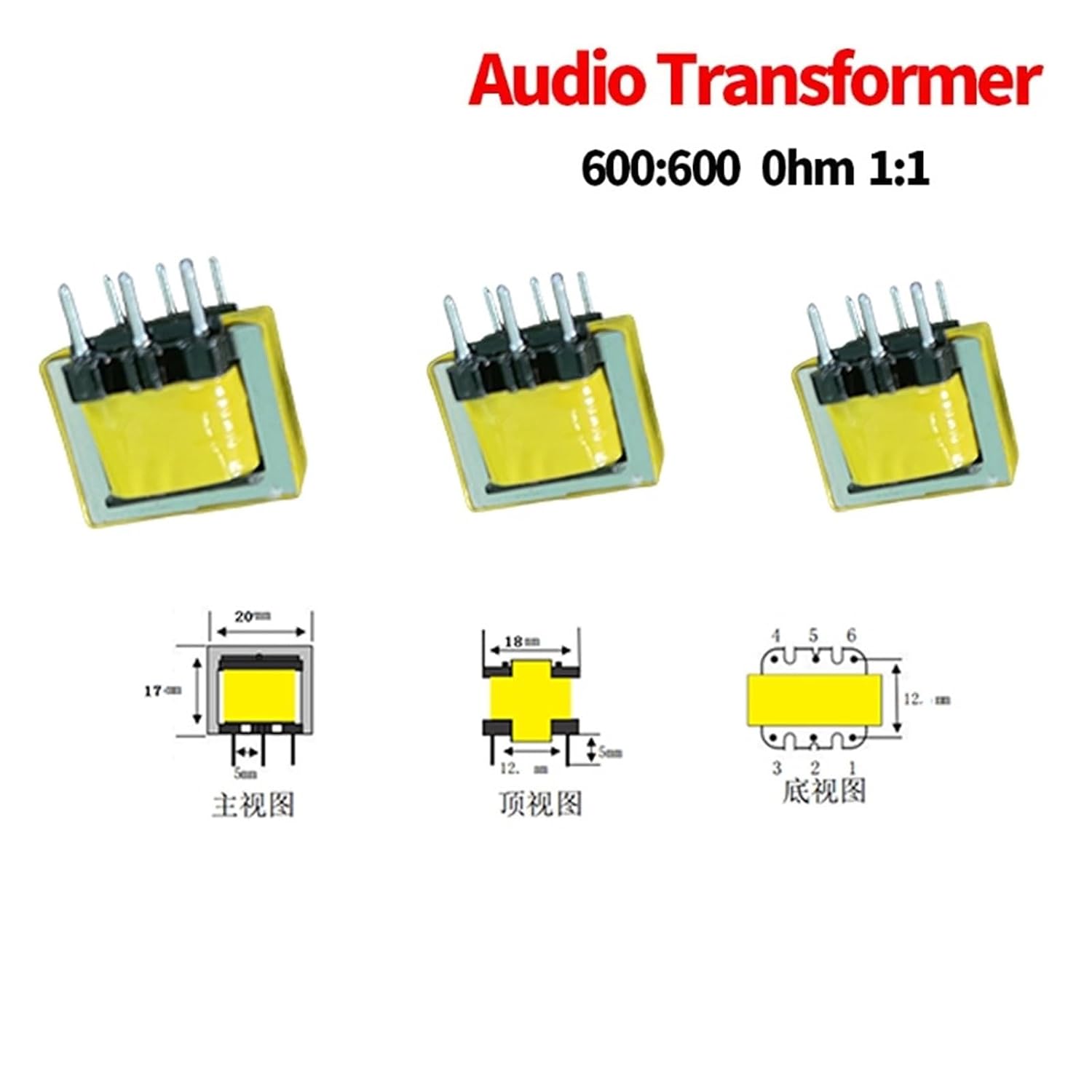 Permalloy Audio Isolation Transformer 600:600 Ohm 1:1 Impedance Ni-Fe Core Digital Signal