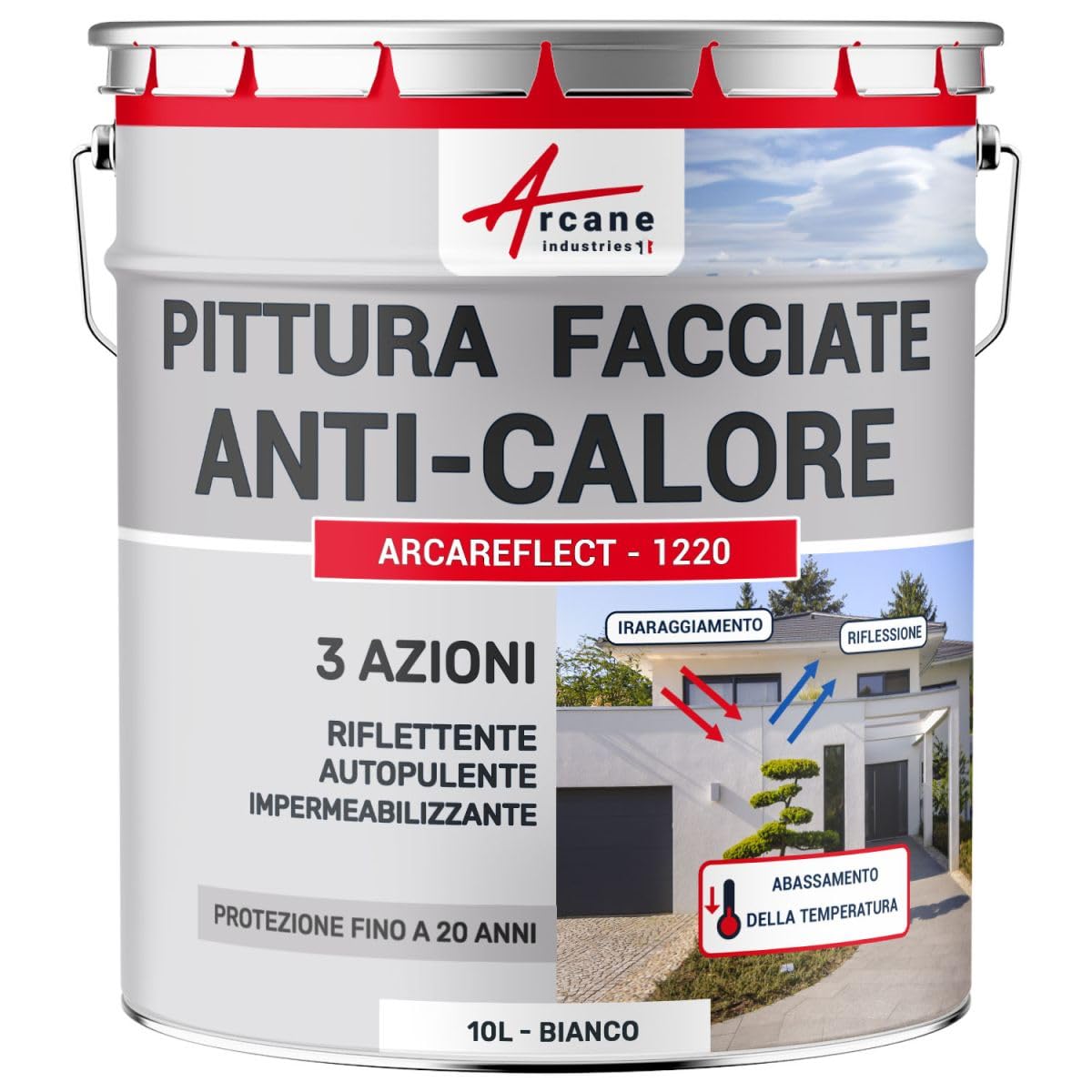 Pittura Facciata Riflettente Anticalore Idrorepellente 10 L Bianco
