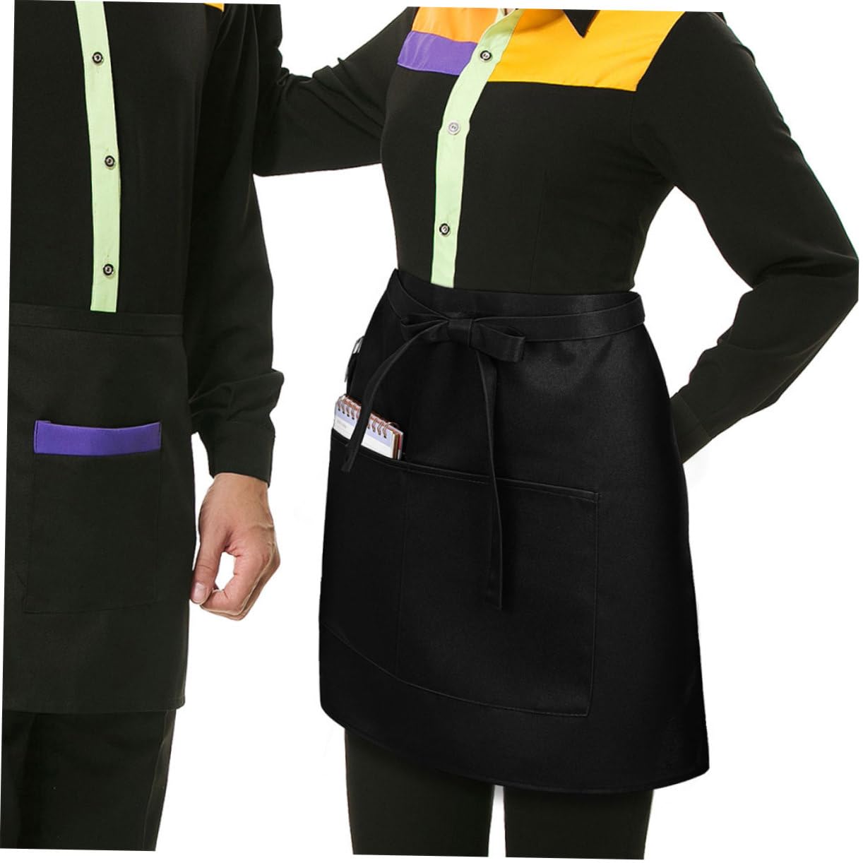 Cabilock 5piezas Delantal de Servicio con Bolsillos para Teterías y Cafeterías Unidades Delantal Corto para Hombre y Mujer
