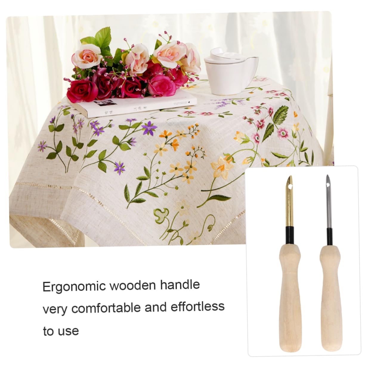 SEWACC 2pcs Punch Needle Embroidery Needles for DIY Sewing Accessories for Adults Craft Projects Versatile Durable Tools for Embroidery Work