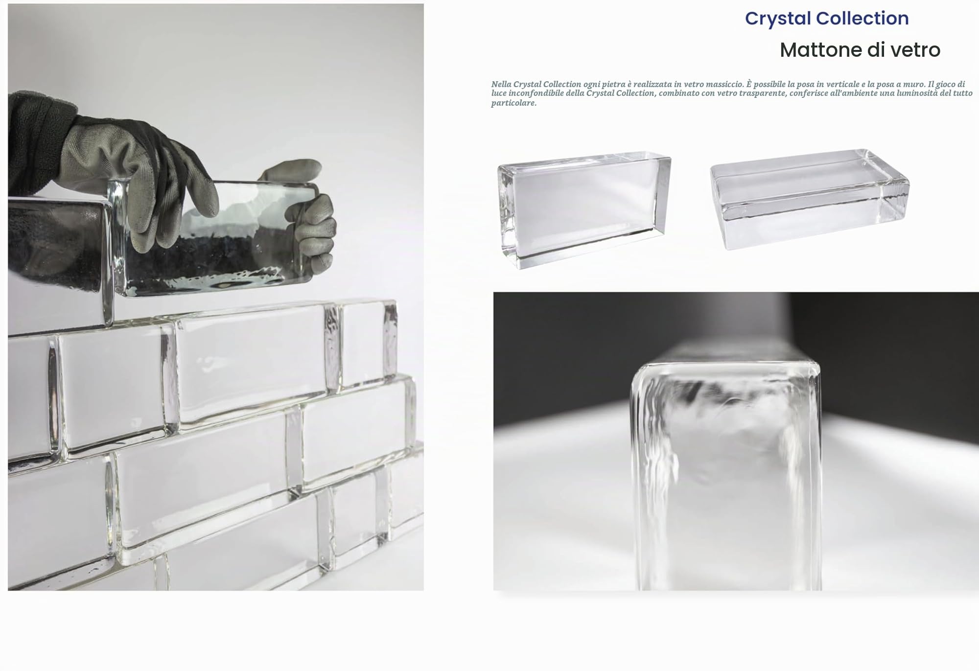 Fuchs Design Crystal Collection Rock - Mattone in vetro trasparente, ca. 20 x 10 x 5 cm