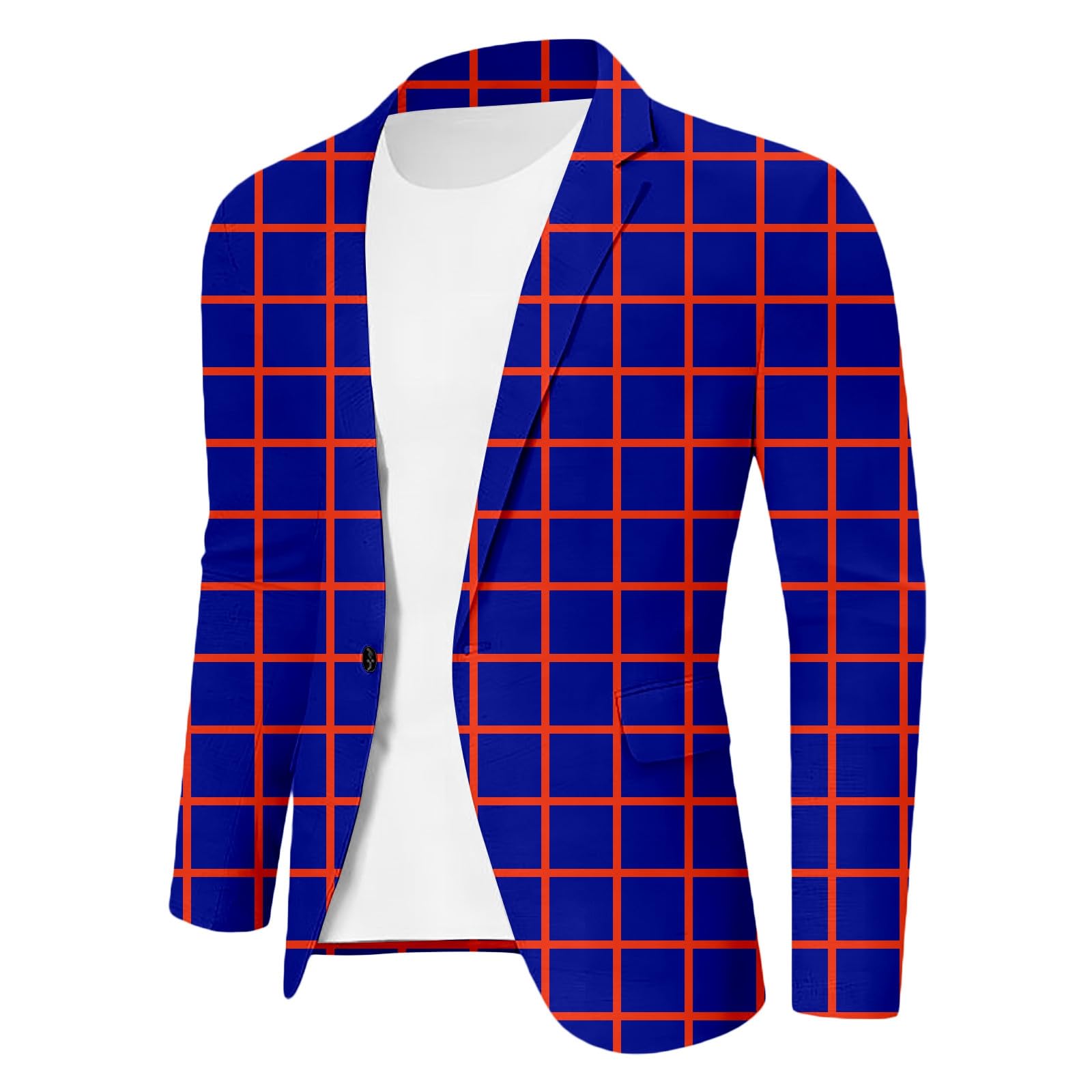Chaqueta de otoño e invierno para hombre, de manga larga, con solapa y botones estampados a cuadros grandes, informal, a la moda, traje de negocios