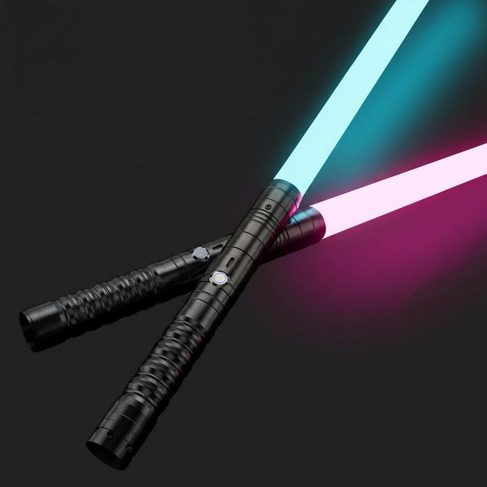 RGB Lightsaber Set, 2 Pack Rechargeable Light saber with 16 Colours, Sound Effects, Metal Handle, Connectable Double-Ended Design, USB Charging, for Kids, Teens & Adults, Cosplay Toy