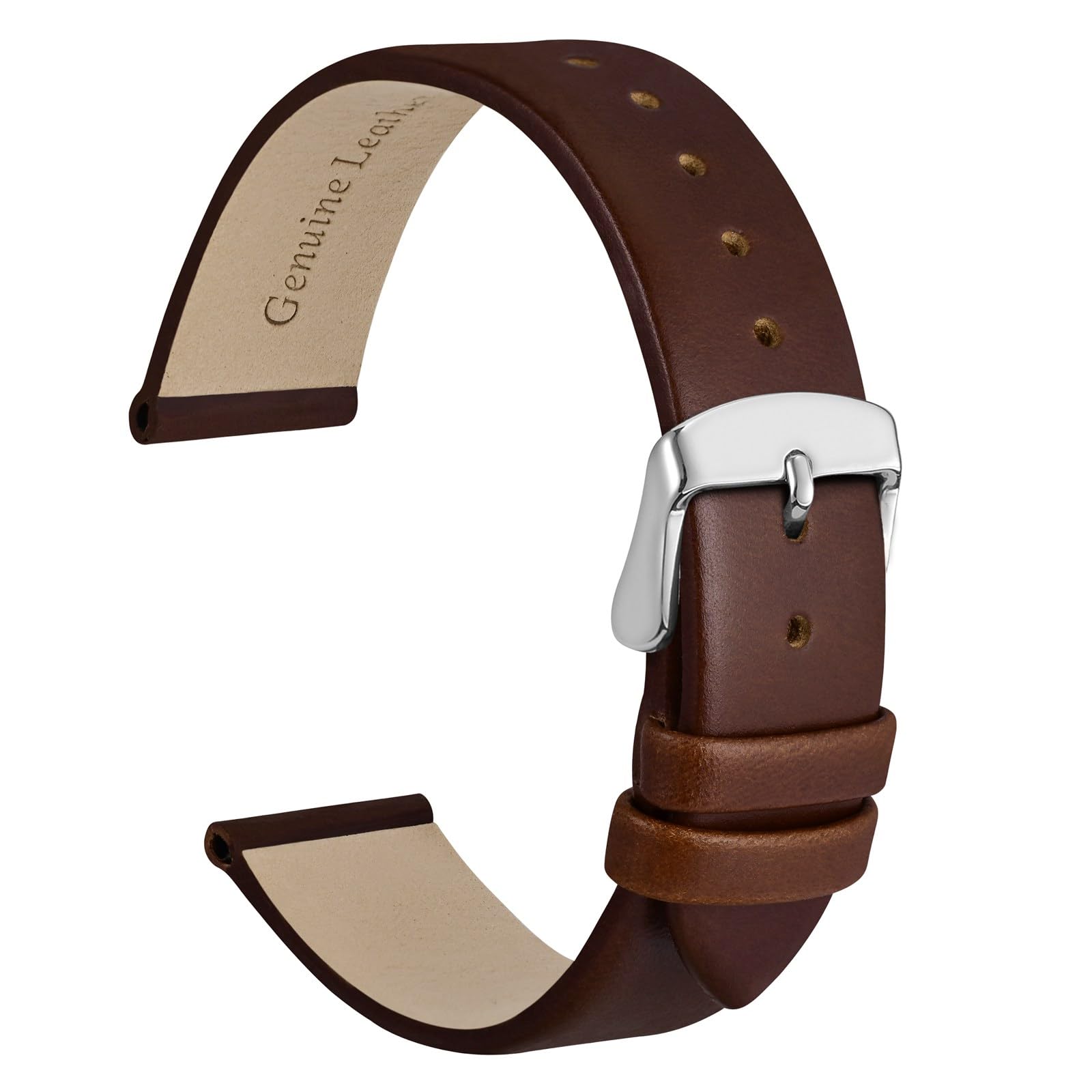 WOCCI Elegantes Correas de Reloj, Correa de Repuesto de Cuero Genuino, Hebilla de Acero Inoxidable, 8mm 10mm 12mm 13mm 14mm 16mm 18mm 20mm 22mm — view 44