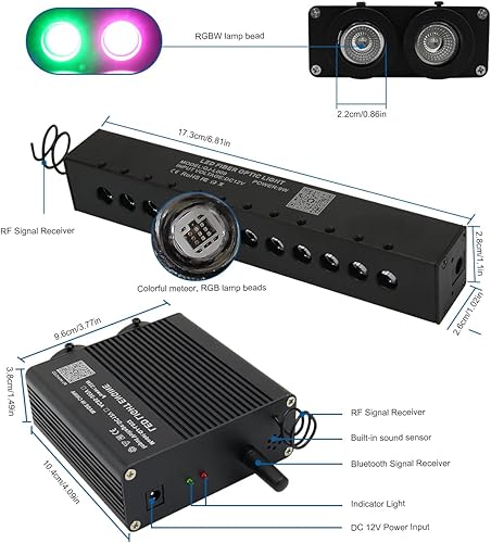 Vista 18 de AKEPO - Luces de fibra óptica de doble cabezal RGBW de 32 W, control de aplicación de diferentes colores, 750 piezas de fibras ópticas mixtas en 9.8